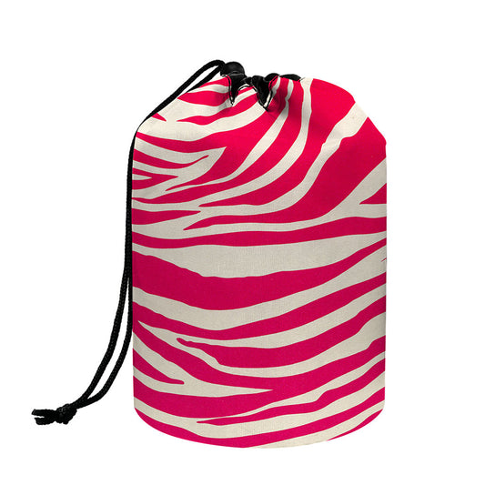 Hot Pink Zebra Pattern Print Drawstring Makeup Bag