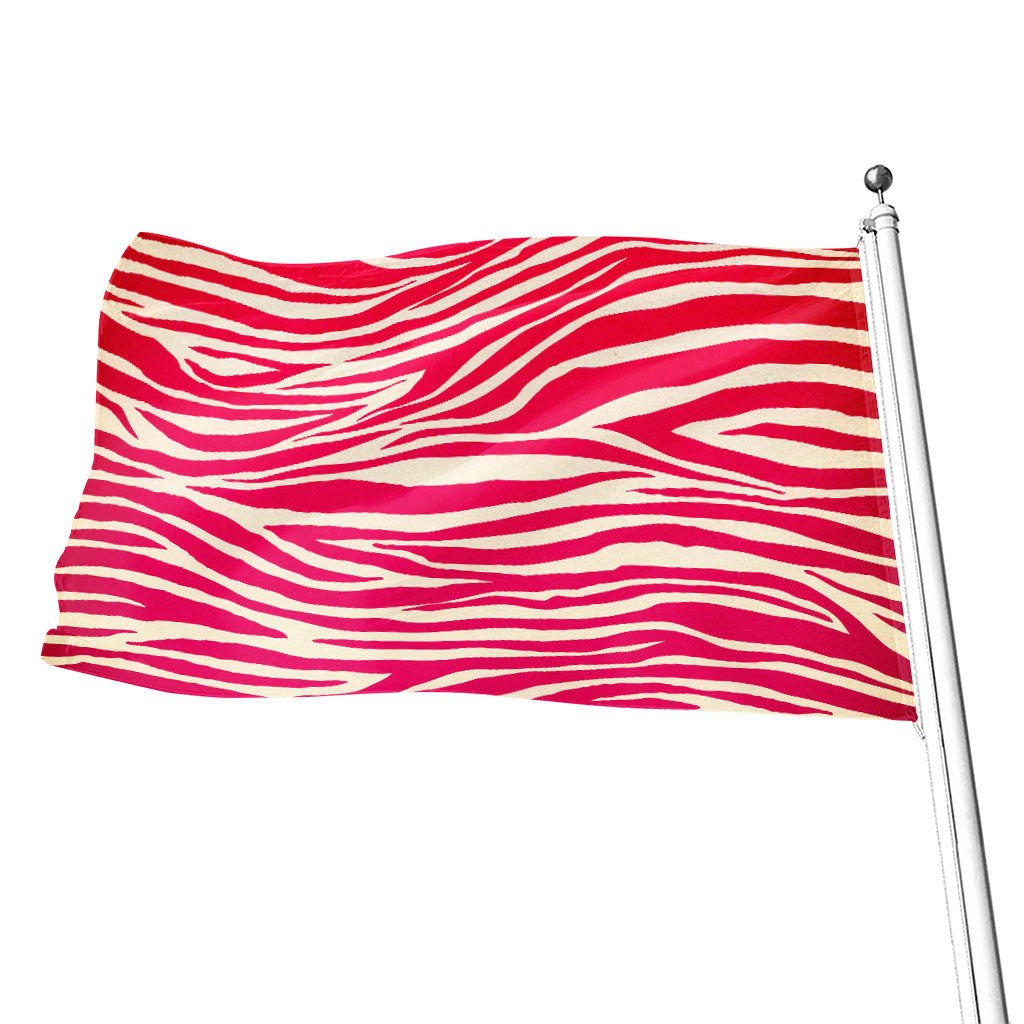 Hot Pink Zebra Pattern Print Flag