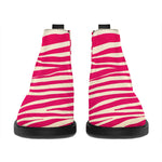 Hot Pink Zebra Pattern Print Flat Ankle Boots