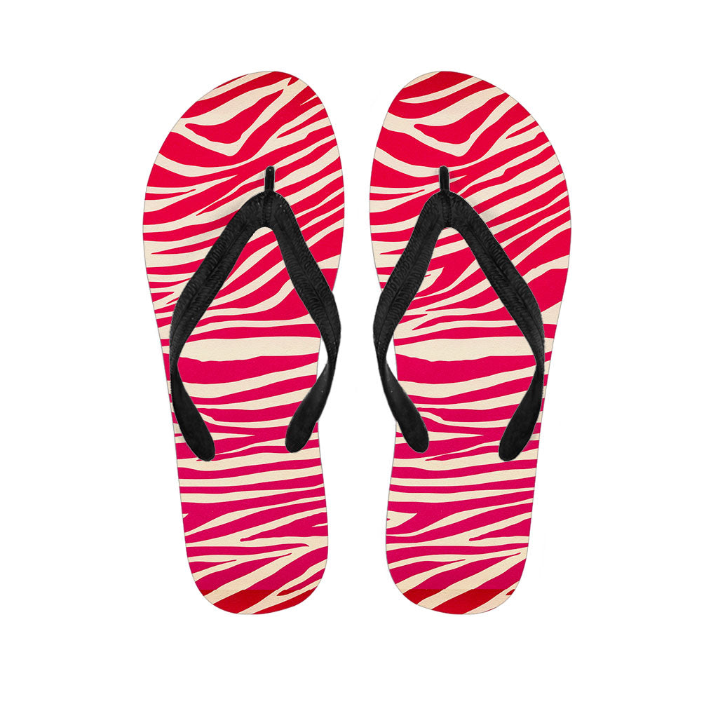 Hot Pink Zebra Pattern Print Flip Flops