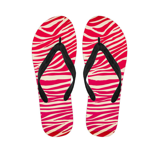 Hot Pink Zebra Pattern Print Flip Flops