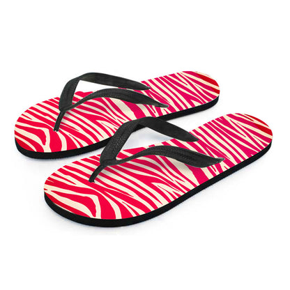 Hot Pink Zebra Pattern Print Flip Flops