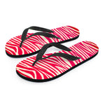 Hot Pink Zebra Pattern Print Flip Flops