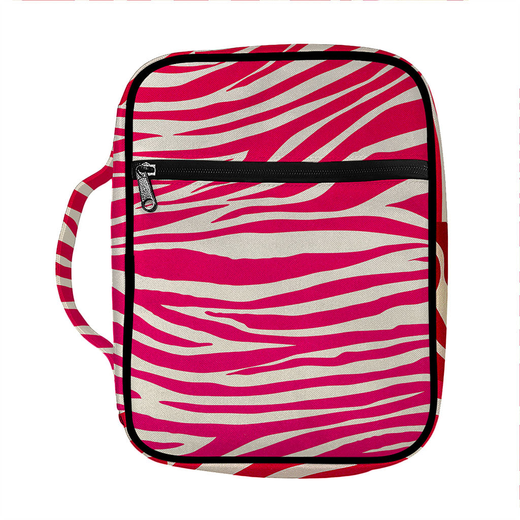 Hot Pink Zebra Pattern Print Front Pocket Bible Bag