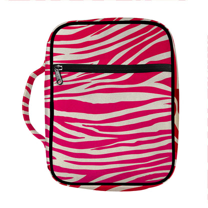 Hot Pink Zebra Pattern Print Front Pocket Bible Bag