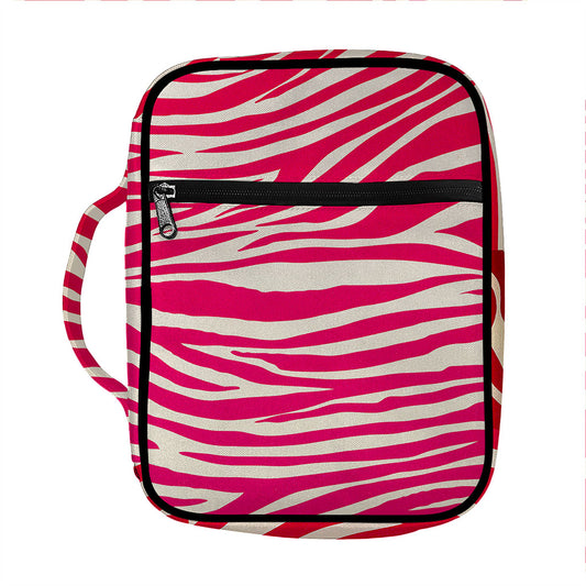 Hot Pink Zebra Pattern Print Front Pocket Bible Bag