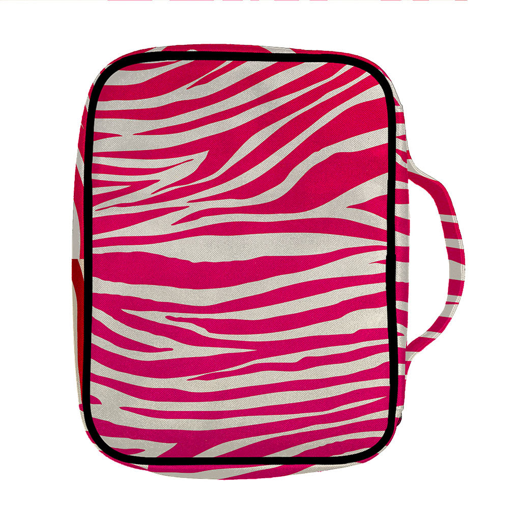 Hot Pink Zebra Pattern Print Front Pocket Bible Bag