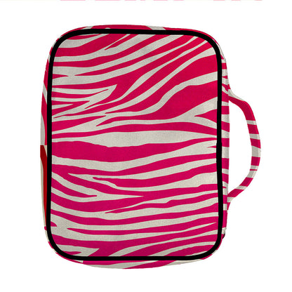 Hot Pink Zebra Pattern Print Front Pocket Bible Bag