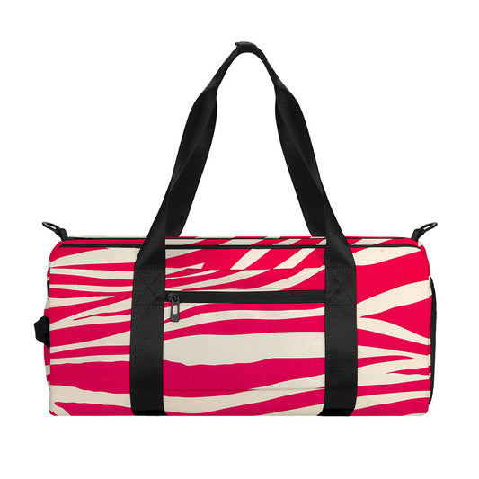 Hot Pink Zebra Pattern Print Gym Bag