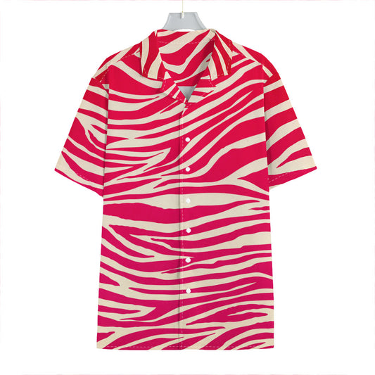 Hot Pink Zebra Pattern Print Hawaiian Shirt