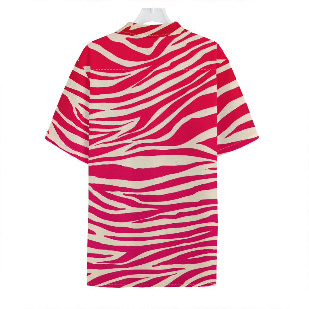 Hot Pink Zebra Pattern Print Hawaiian Shirt