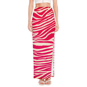 Hot Pink Zebra Pattern Print High Slit Maxi Skirt