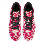 Hot Pink Zebra Pattern Print High Top Leather Sneakers