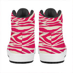 Hot Pink Zebra Pattern Print High Top Leather Sneakers