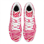 Hot Pink Zebra Pattern Print High Top Leather Sneakers