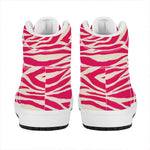 Hot Pink Zebra Pattern Print High Top Leather Sneakers