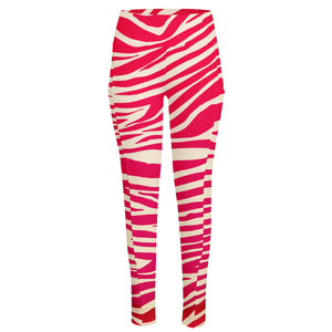 Hot Pink Zebra Pattern Print High-Waisted Pocket Leggings