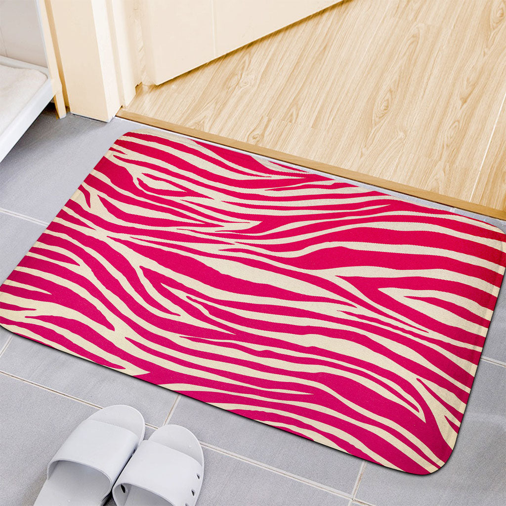 Hot Pink Zebra Pattern Print Indoor Door Mat