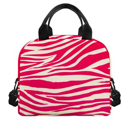 Hot Pink Zebra Pattern Print Insulated Lunch Bag