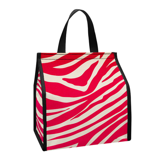 Hot Pink Zebra Pattern Print Insulated Lunch Tote
