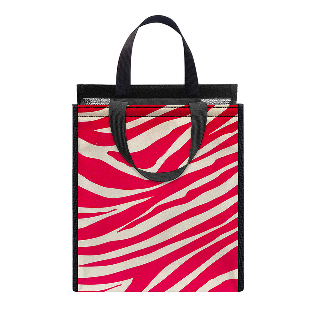 Hot Pink Zebra Pattern Print Insulated Lunch Tote