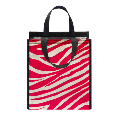 Hot Pink Zebra Pattern Print Insulated Lunch Tote