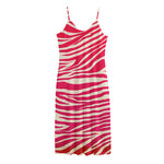 Hot Pink Zebra Pattern Print Jersey Midi Cami Dress