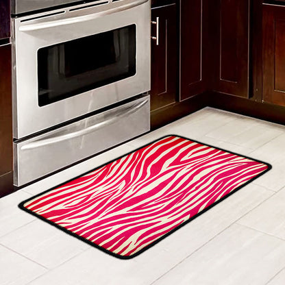 Hot Pink Zebra Pattern Print Kitchen Mat