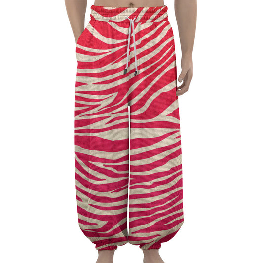 Hot Pink Zebra Pattern Print Lantern Pants