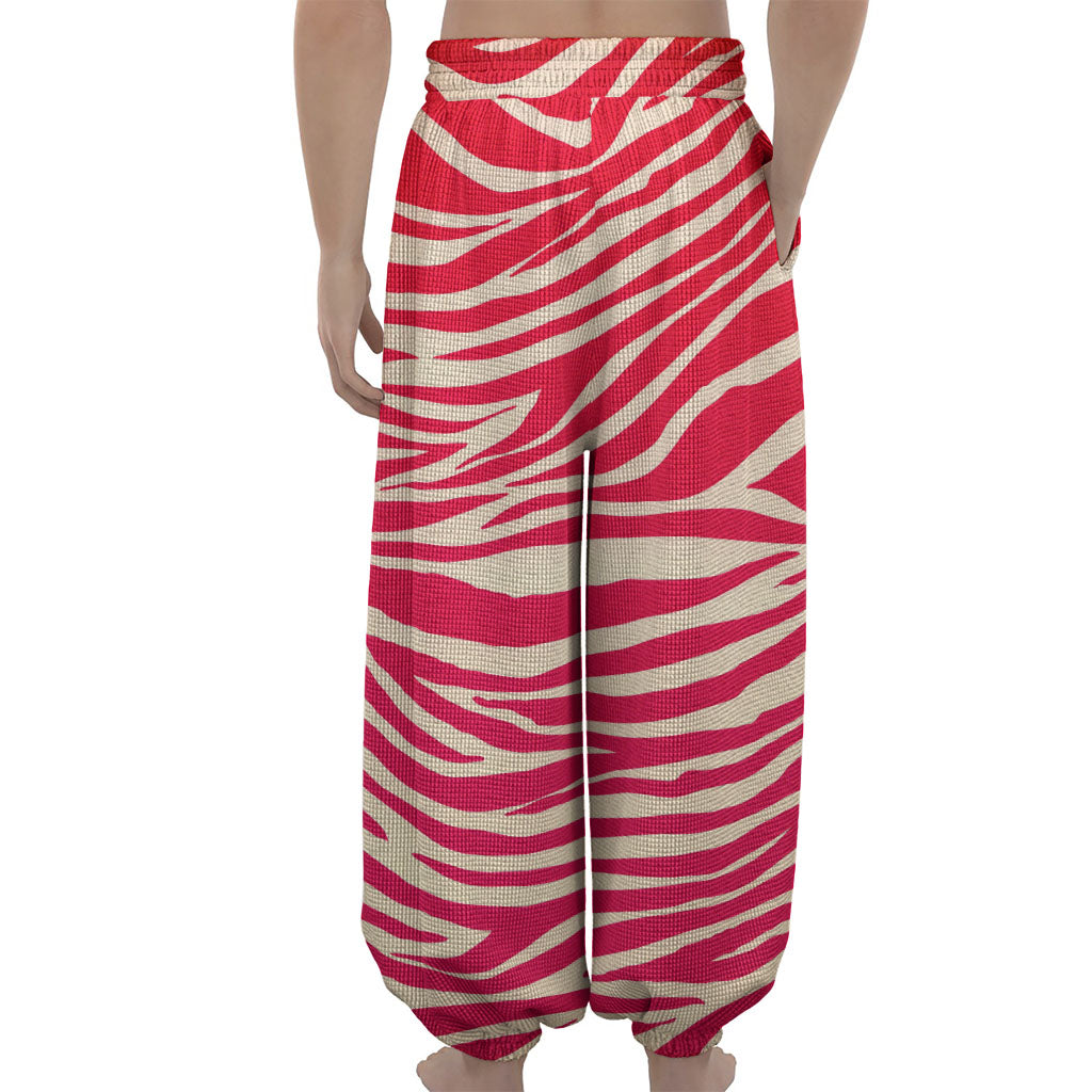Hot Pink Zebra Pattern Print Lantern Pants