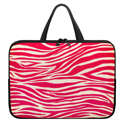 Hot Pink Zebra Pattern Print Laptop Sleeve With Handle