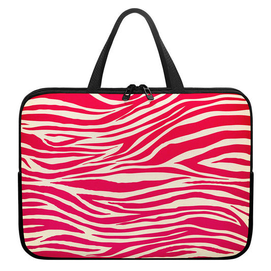 Hot Pink Zebra Pattern Print Laptop Sleeve With Handle