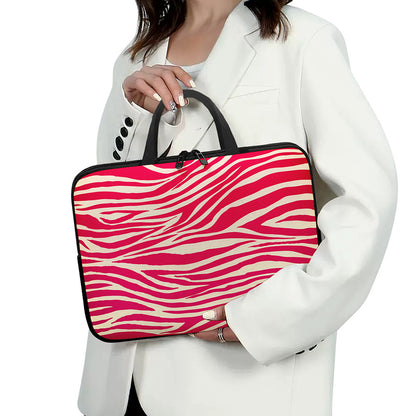 Hot Pink Zebra Pattern Print Laptop Sleeve With Handle