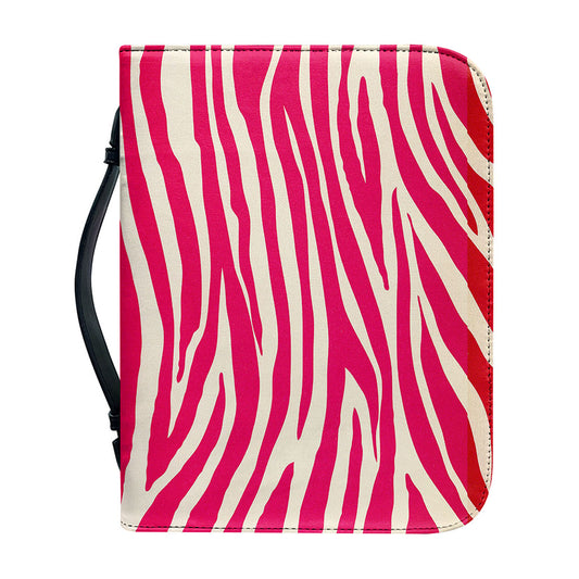 Hot Pink Zebra Pattern Print Leather Bible Cover