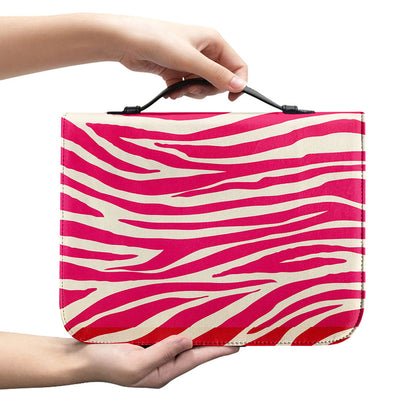 Hot Pink Zebra Pattern Print Leather Bible Cover