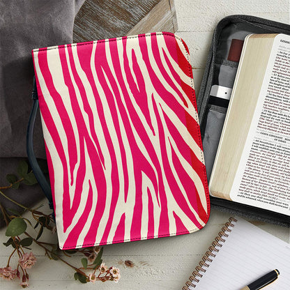 Hot Pink Zebra Pattern Print Leather Bible Cover