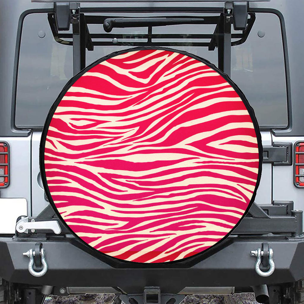 Hot Pink Zebra Pattern Print Leather Spare Tire Cover