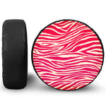 Hot Pink Zebra Pattern Print Leather Spare Tire Cover