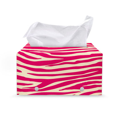 Hot Pink Zebra Pattern Print Leather Tissue Box Cover