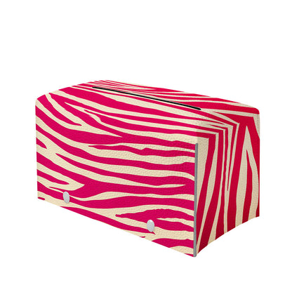 Hot Pink Zebra Pattern Print Leather Tissue Box Cover