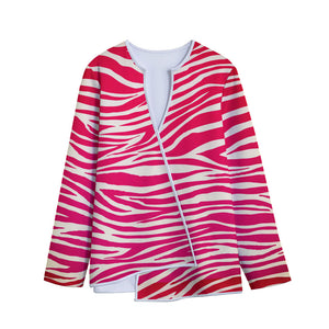 Hot Pink Zebra Pattern Print Long Sleeve Short Coat