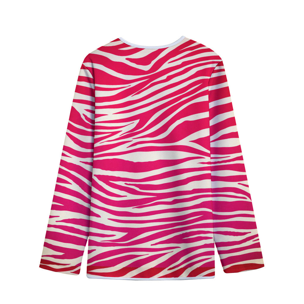 Hot Pink Zebra Pattern Print Long Sleeve Short Coat