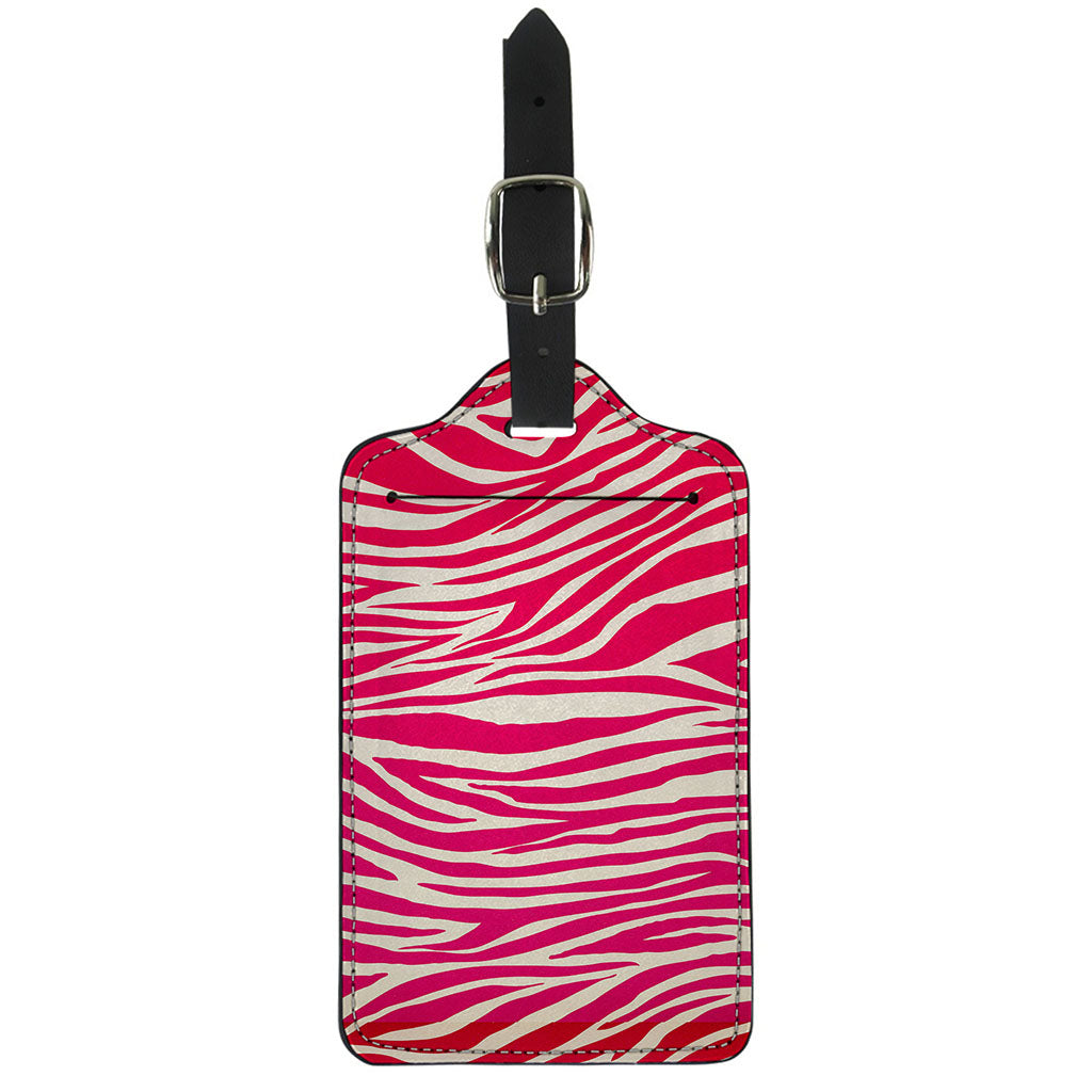 Hot Pink Zebra Pattern Print Luggage Tag