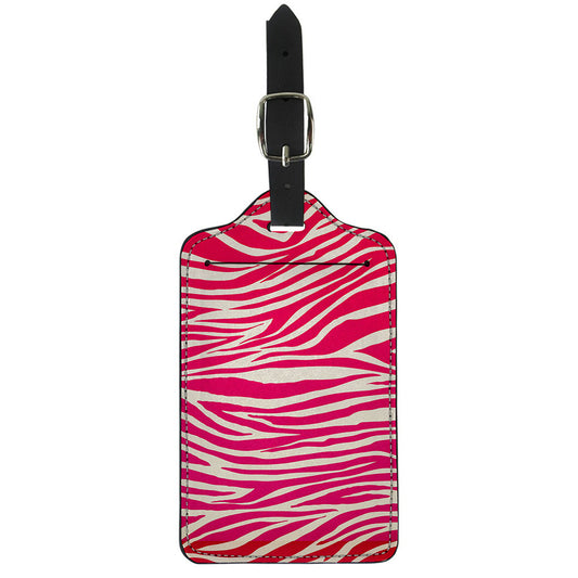 Hot Pink Zebra Pattern Print Luggage Tag