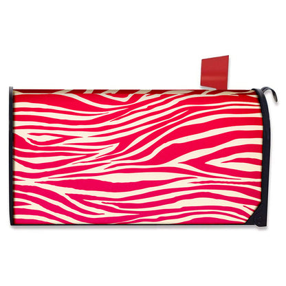 Hot Pink Zebra Pattern Print Mailbox Cover