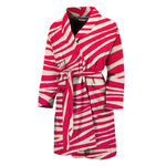 Hot Pink Zebra Pattern Print Men's Bathrobe