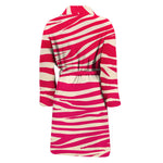 Hot Pink Zebra Pattern Print Men's Bathrobe