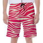Hot Pink Zebra Pattern Print Men's Beach Shorts