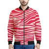 Hot Pink Zebra Pattern Print Men's Bomber Jacket