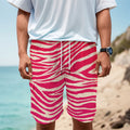 Hot Pink Zebra Pattern Print Men's Cargo Shorts